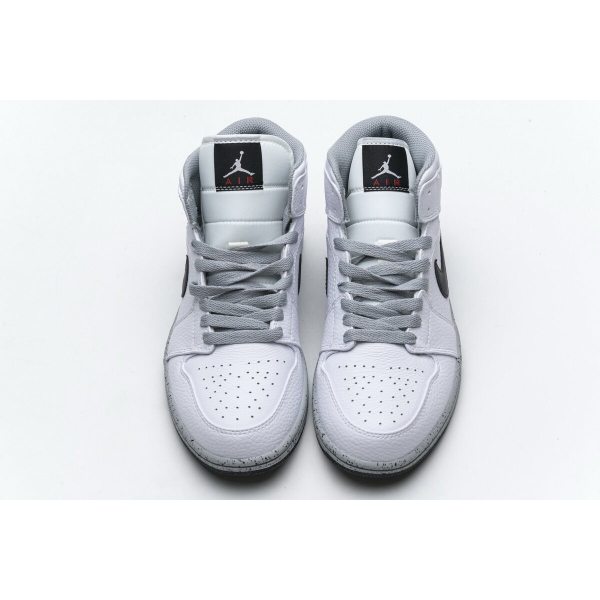 Fake Air Jordan 1 Mid White Cement (GS)  554725-115