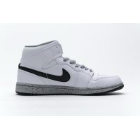 Fake Air Jordan 1 Mid White Cement (GS)  554725-115