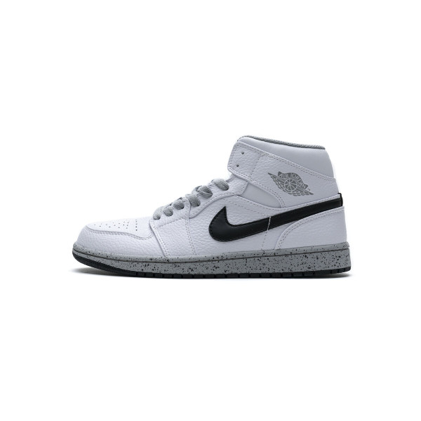 Fake Air Jordan 1 Mid White Cement (GS)  554725-115