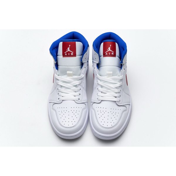 Fake Air Jordan 1 Mid White Red Royal   BQ6472-164