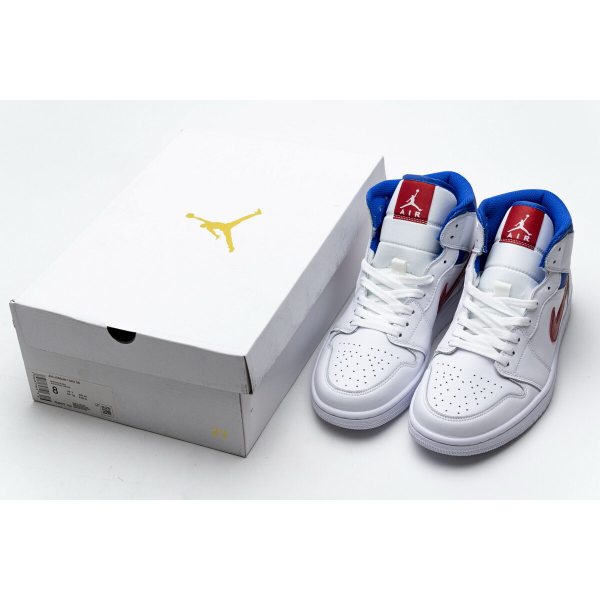 Fake Air Jordan 1 Mid White Red Royal   BQ6472-164