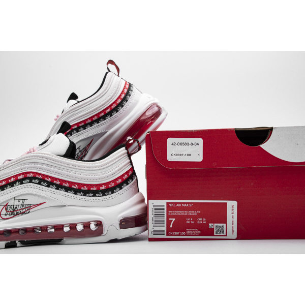 Fake Nike Air Max 97 Sketch Logo White Black Red CK9397-100