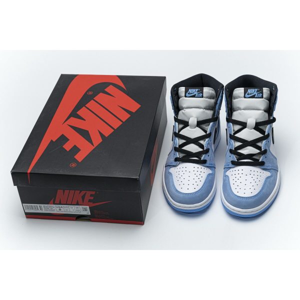 Fake  Air Jordan 1 Retro High White University Blue Black  555088-134