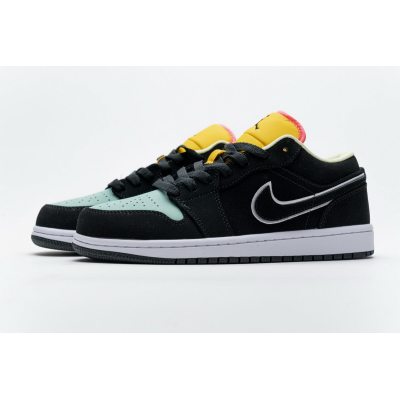 Fake Air Jordan 1 Low Black Aurora Green Laser Orange CK3022-013