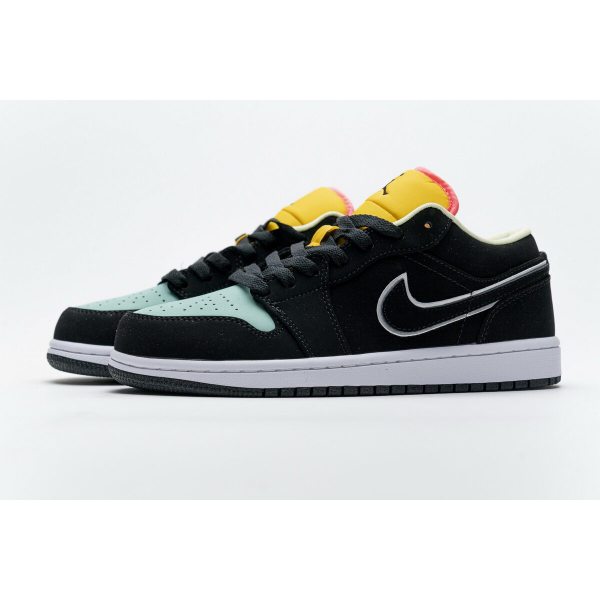 Fake Air Jordan 1 Low Black Aurora Green Laser Orange CK3022-013