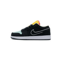 Fake Air Jordan 1 Low Black Aurora Green Laser Orange CK3022-013