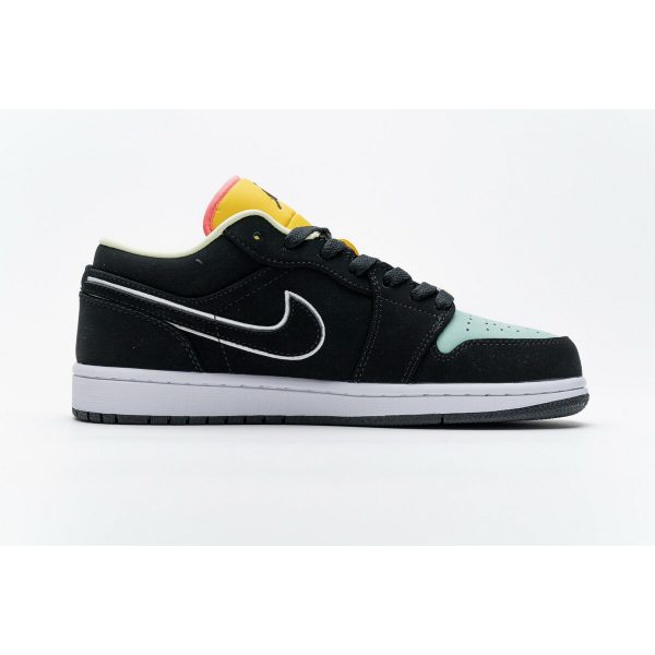 Fake Air Jordan 1 Low Black Aurora Green Laser Orange CK3022-013