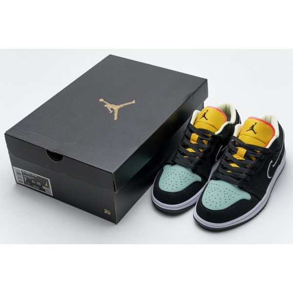 Fake Air Jordan 1 Low Black Aurora Green Laser Orange CK3022-013