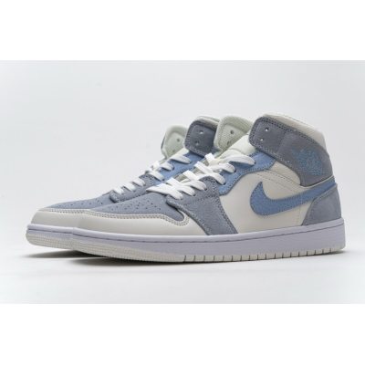 Fake Air Jordan 1 Mid Mixed Textures Blue DA4666-100