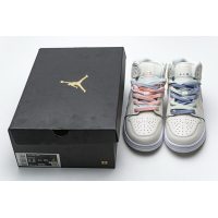 Fake Air Jordan 1 Mid Multi-Color Swoosh Phantom (GS) 555112-035