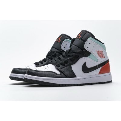 Fake Air Jordan 1 Mid SE White Black Red Spruce (GS) BQ6931-100