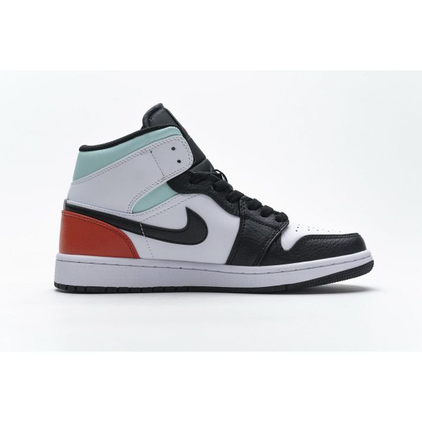 Fake Air Jordan 1 Mid SE White Black Red Spruce (GS) BQ6931-100