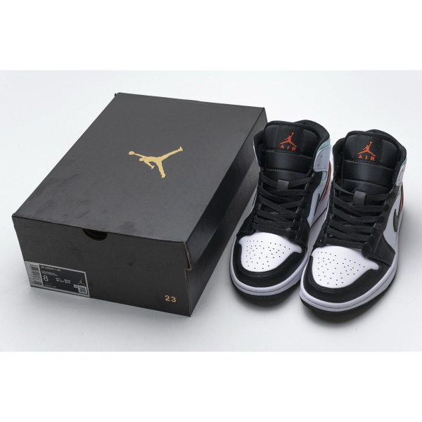 Fake Air Jordan 1 Mid SE White Black Red Spruce (GS) BQ6931-100