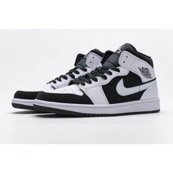 Fake Air Jordan 1 Mid White Black 554724-113