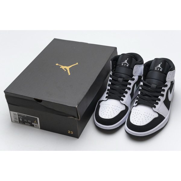 Fake Air Jordan 1 Mid White Black 554724-113