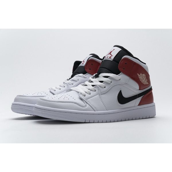 Fake Air Jordan 1 Mid White Black Gym Red 554724-116