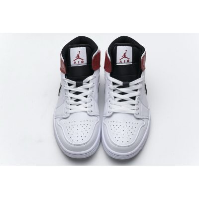 Fake Air Jordan 1 Mid White Black Gym Red 554724-116