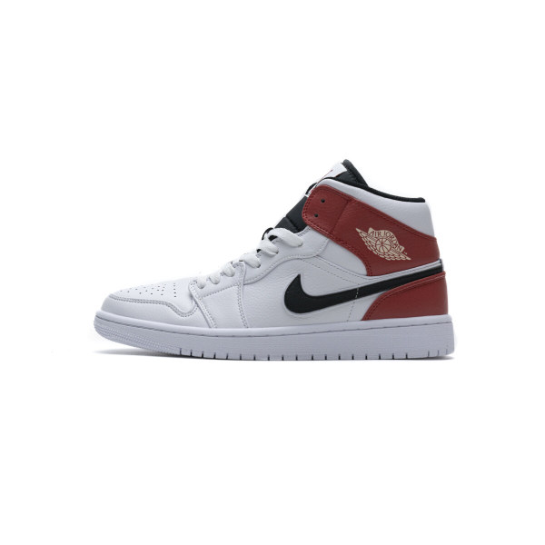 Fake Air Jordan 1 Mid White Black Gym Red 554724-116