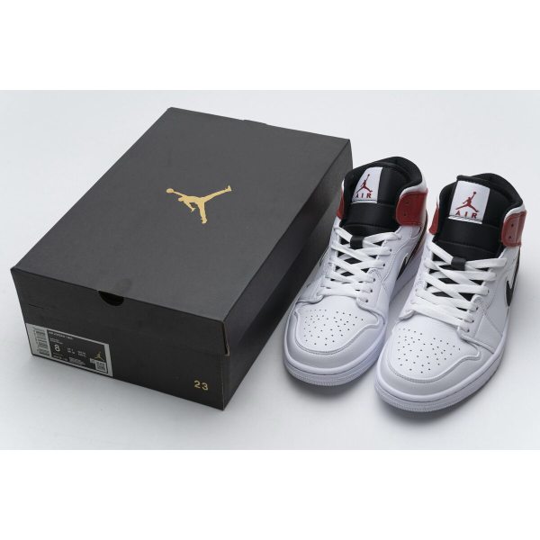 Fake Air Jordan 1 Mid White Black Gym Red 554724-116