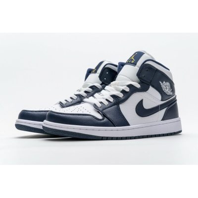 Fake Air Jordan 1 Mid White Metallic Gold Obsidian 554724-174