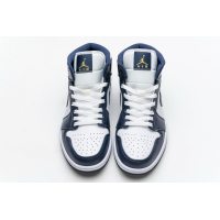 Fake Air Jordan 1 Mid White Metallic Gold Obsidian 554724-174