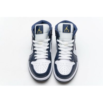 Fake Air Jordan 1 Mid White Metallic Gold Obsidian 554724-174