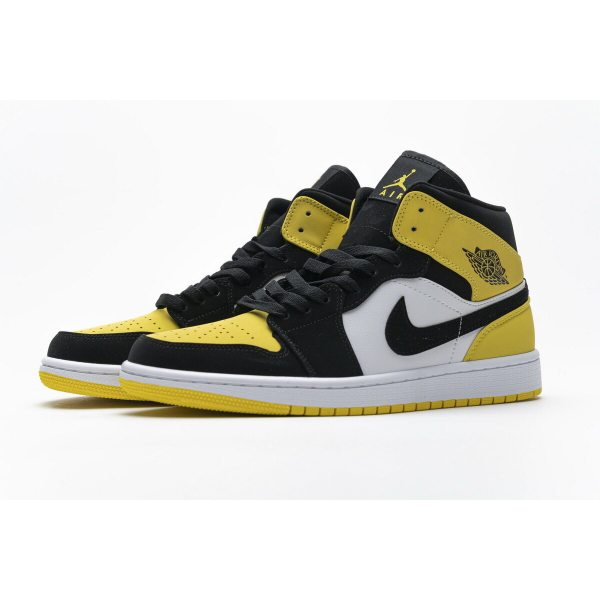 Fake Air Jordan 1 Mid Yellow Toe Black 852542-071