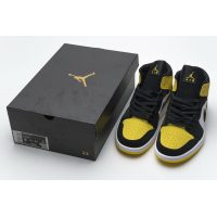 Fake Air Jordan 1 Mid Yellow Toe Black 852542-071