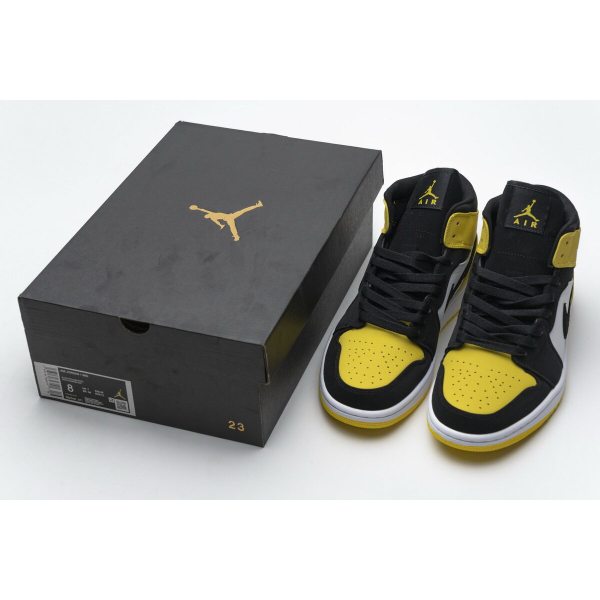 Fake Air Jordan 1 Mid Yellow Toe Black 852542-071