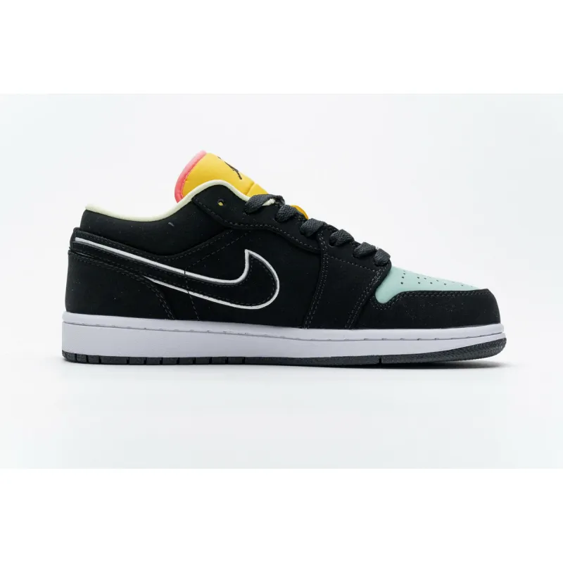 Air Jordan 1 Low Black Aurora Green Laser Orange CK3022-013