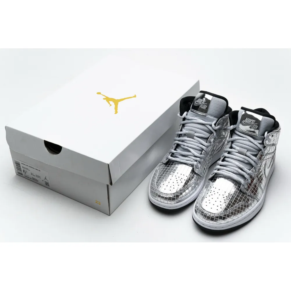  Air Jordan 1 Mid SE Disco Metallic Silver (W) CU9304-001