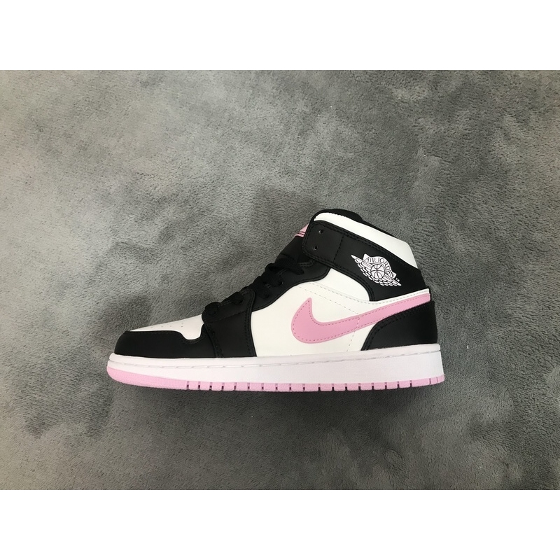  Air Jordan 1 Mid White Black Light Arctic Pink (GS) 555112-103