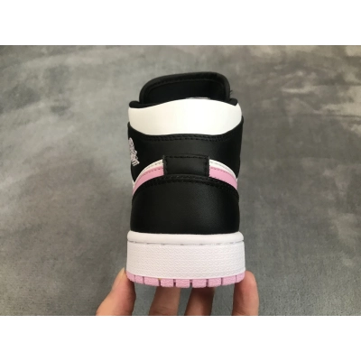  Air Jordan 1 Mid White Black Light Arctic Pink (GS) 555112-103 02