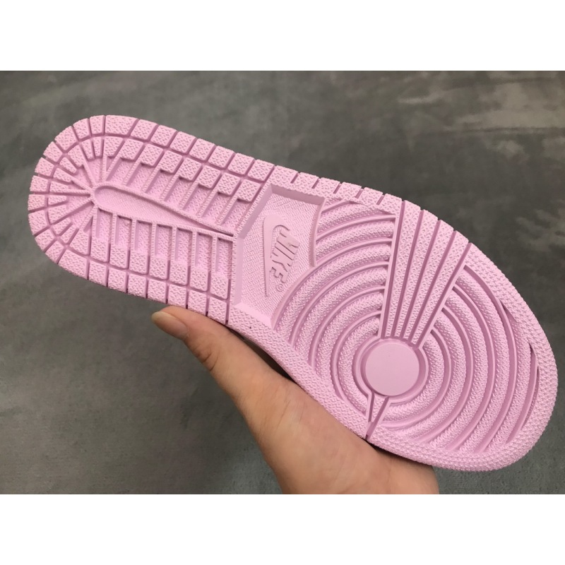  Air Jordan 1 Mid White Black Light Arctic Pink (GS) 555112-103