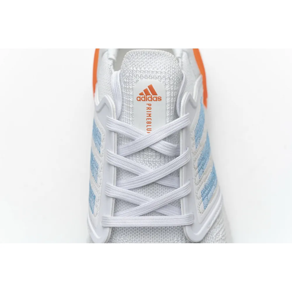 Adidas Ultra Boost  20 White Sharp Blue True Orange EG0768