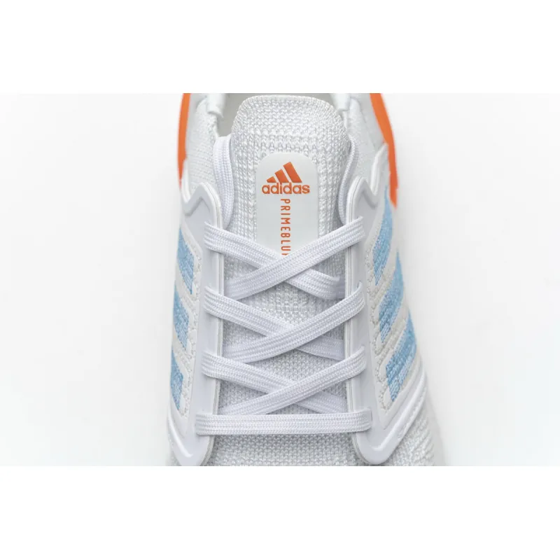 Adidas Ultra Boost  20 White Sharp Blue True Orange EG0768