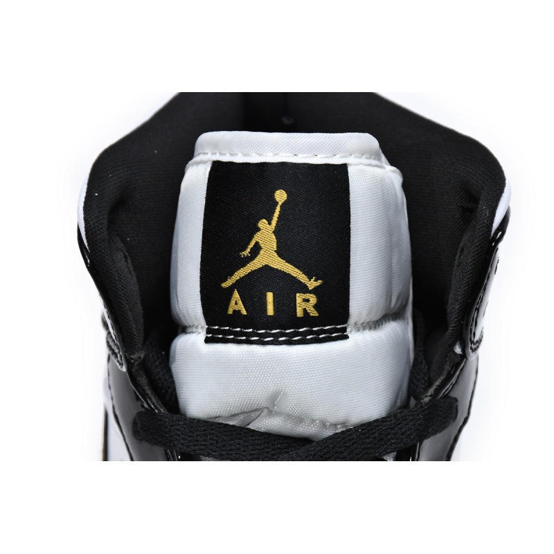 Air Jordan 1 Mid Patent Black White Gold 852542-007