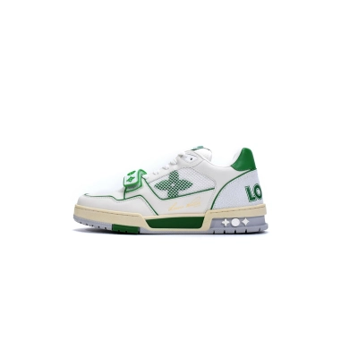  Louis Vuitton Trainer White Green 1A98UX 01