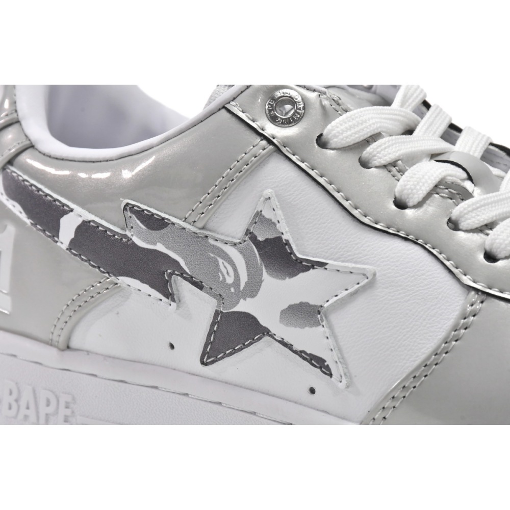 Cheap Fake BapeSta Low White Grey Mirror Surface