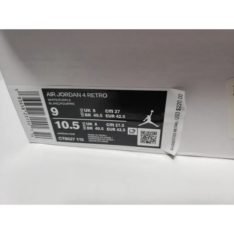 Air Jordan 4 Retro Purple Metallic CT8527-115  (Top Quality)