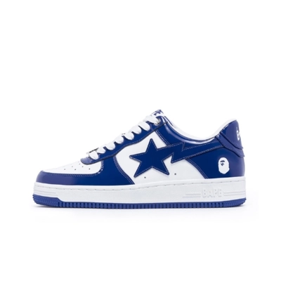 A Bathing Ape Bape StaPatent Leather White Blue (2023)(BapeSta) 01