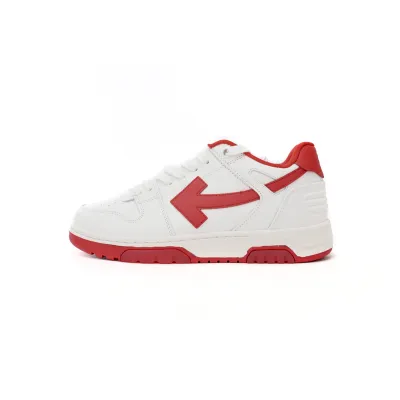 OFF-WHITE Out Of Office "OOO" Low Tops White Red OMIA189F22LEA0010125 01