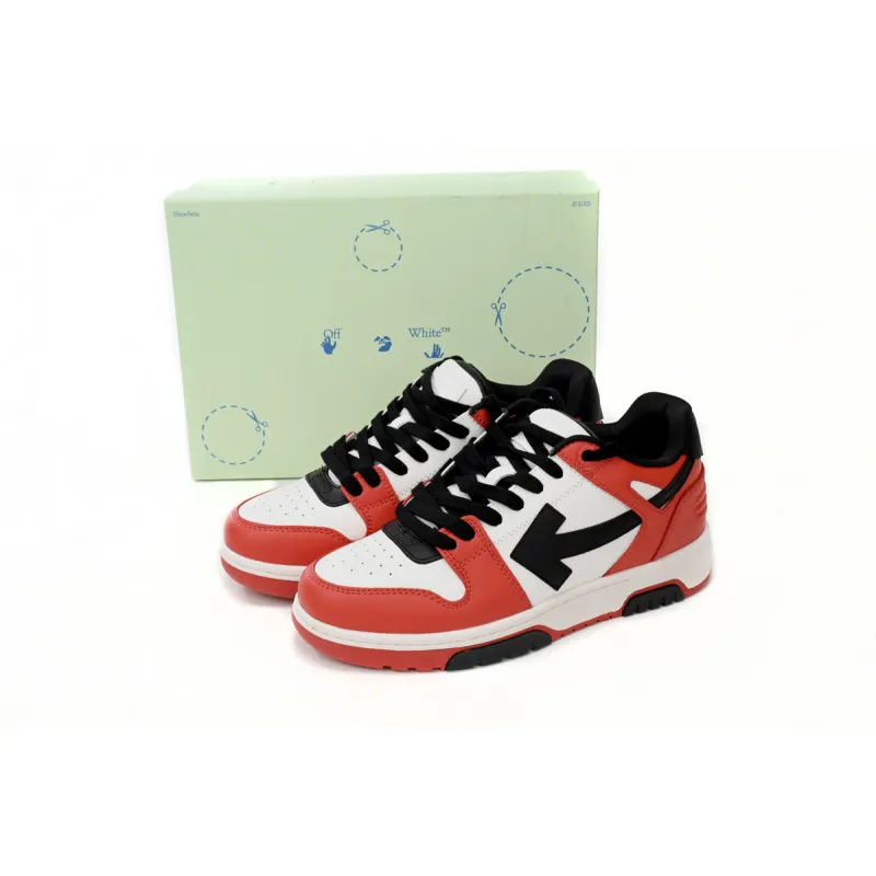 OFF-WHITE Out Of Office OOO Low Tops Black White Red OMIA189S23LEA0012510