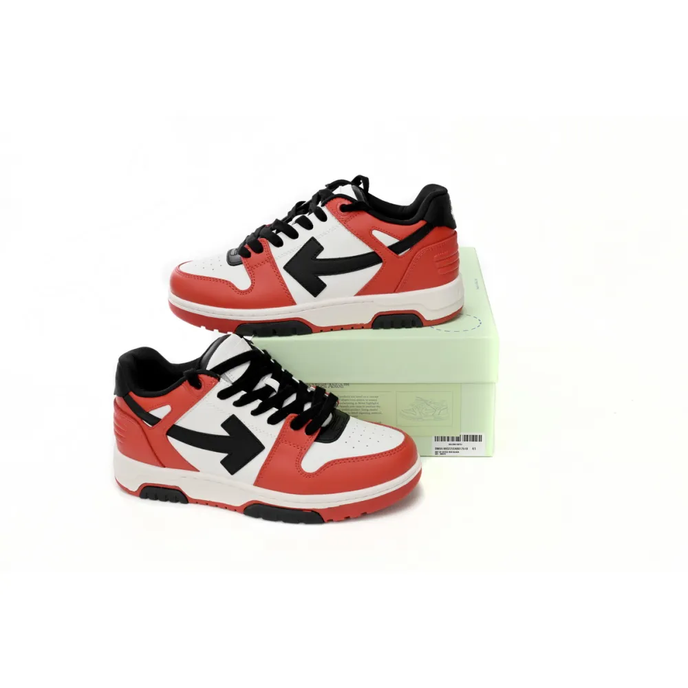 OFF-WHITE Out Of Office OOO Low Tops Black White Red OMIA189S23LEA0012510