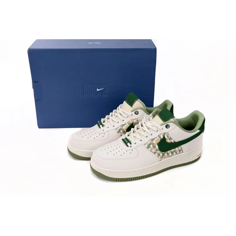 Nike Air Force 1 Low '07 Premium NAI-KE Bamboo Weave Sail Gorge Green FN0369-100