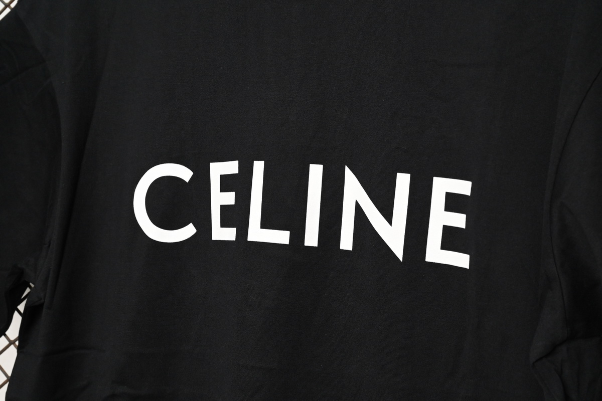 Celine SS22 Celine Logo letter print round neck short-sleeved T-shirt Black