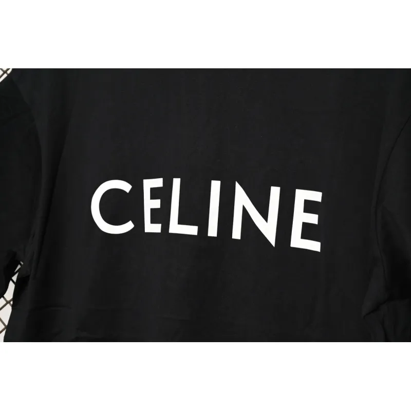 Celine SS22 Celine Logo letter print round neck short-sleeved T-shirt Black