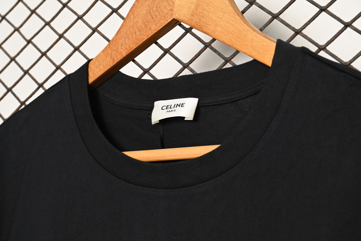 Celine SS22 Celine Logo letter print round neck short-sleeved T-shirt Black