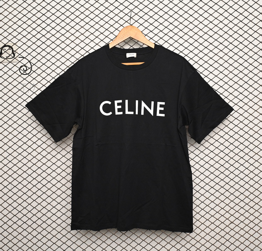Celine SS22 Celine Logo letter print round neck short-sleeved T-shirt Black