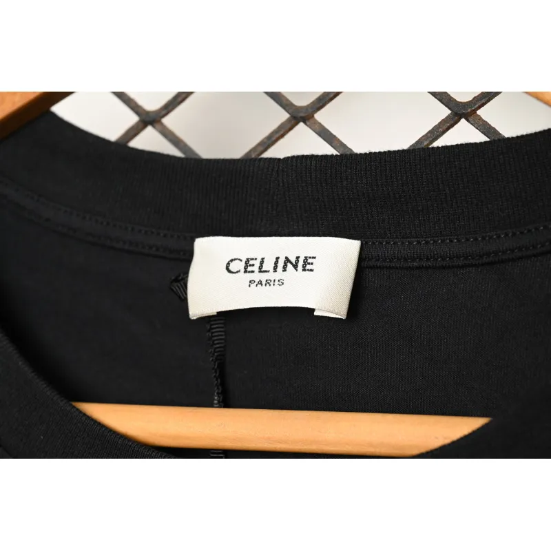 Celine SS22 Celine Logo letter print round neck short-sleeved T-shirt Black